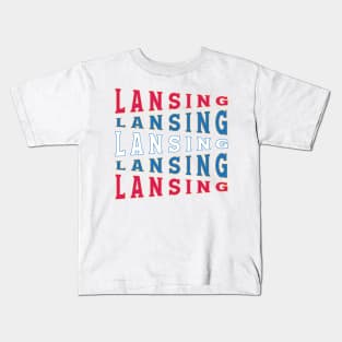 TEXT ART USA LANSING Kids T-Shirt